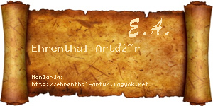 Ehrenthal Artúr névjegykártya